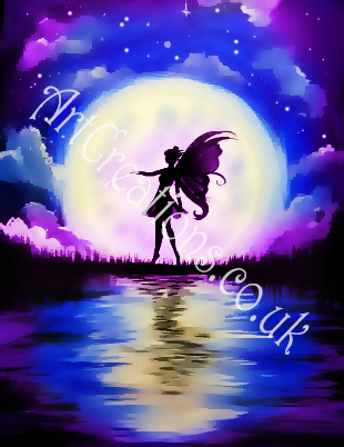 Fairy moon silhouette painting